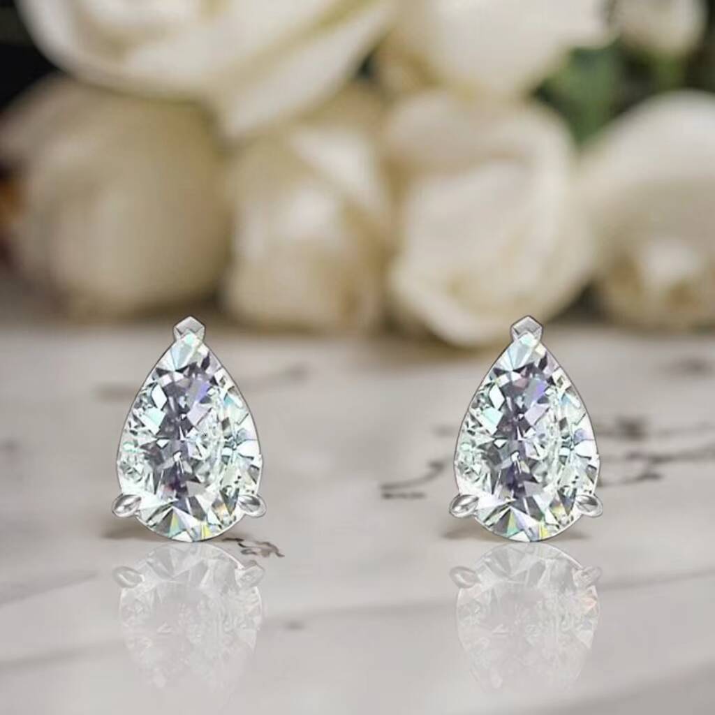 Classical Fine Jewelry Earrings IGI Certified Diamond Stud Real 9K 10K 14K 18K Solid Gold Pear Shaped Lab Grown Diamond Earring