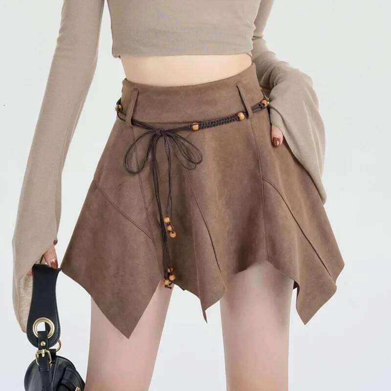 American Retro Irregular for Women in Summer A-line High-waist Anti-exposure Hot Girl Short Skirt C260126-image-1093223758