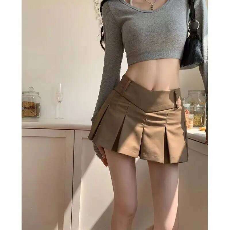 Skirt Vintage Dark Grey Mini Women Ruffles Pleated Sexy Shorts Skirts Female Fashion 2024 Streetwear Mujer Faldas C260126-image-1093224395
