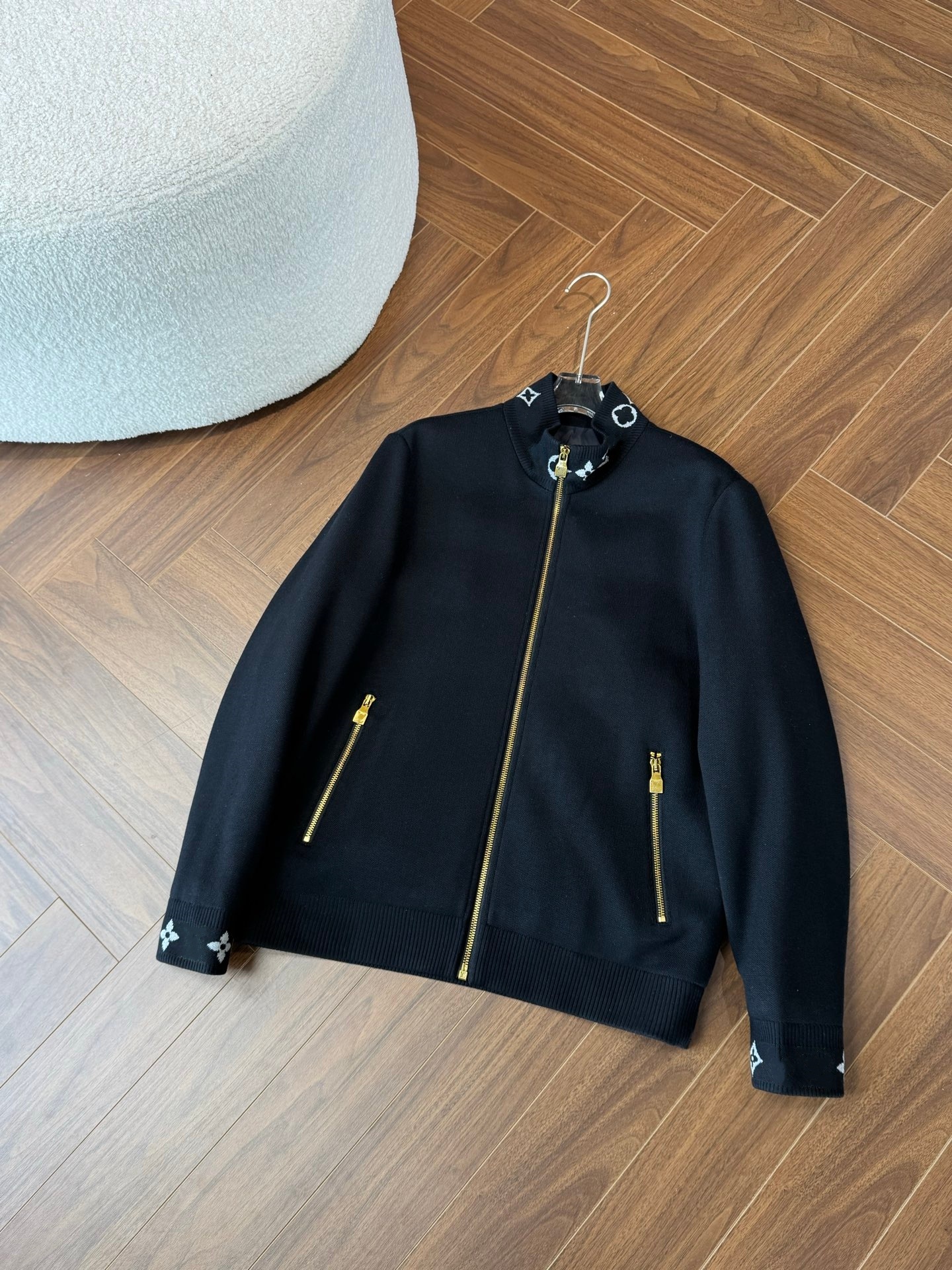 Jacquard ribbed stand collar zipper sweater jacket Designer sweater jacket Long-sleeved cardigan sweater V-neck coat knitted sweater