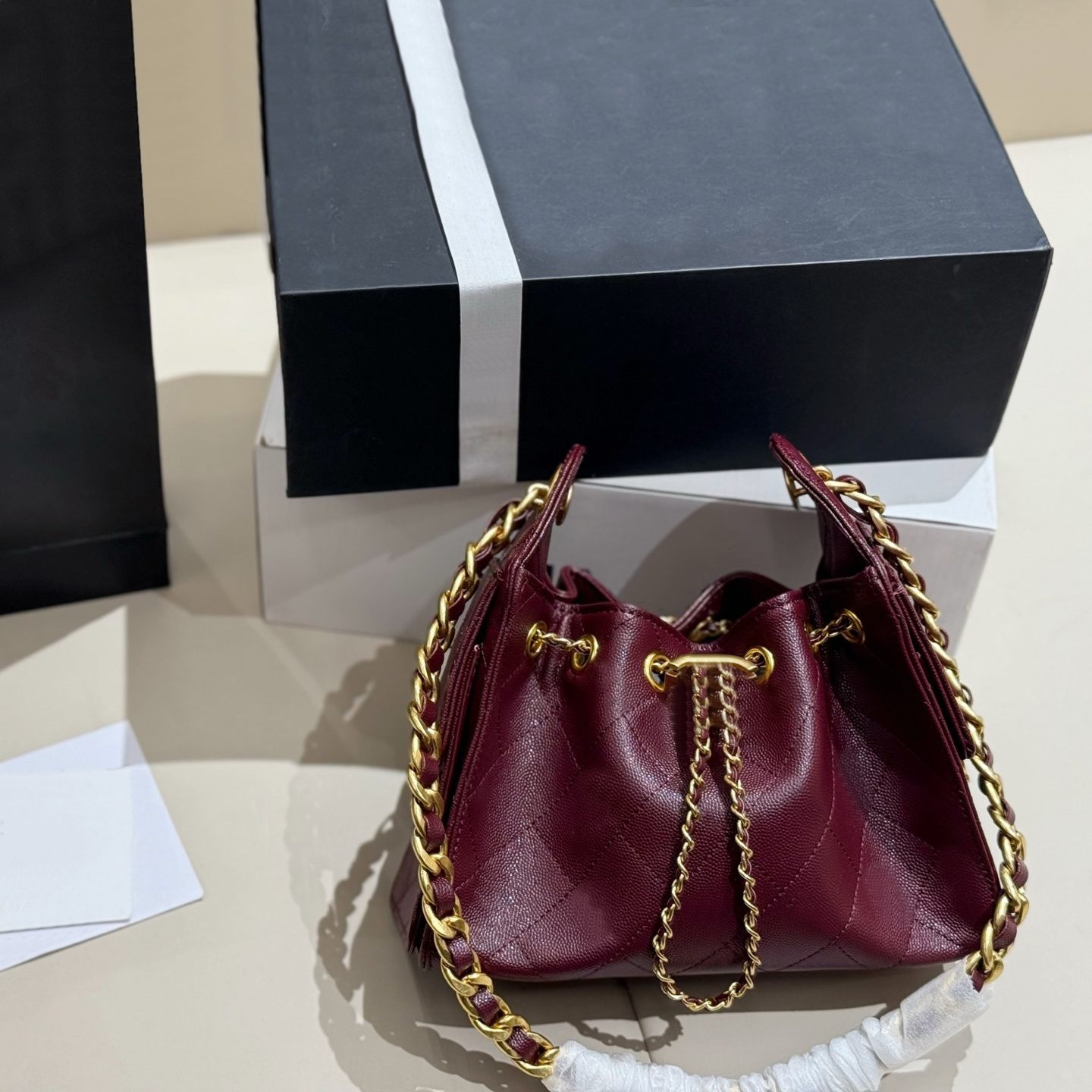 Tote bag Designer Bag Luxury Bag Shoulder Bag Women Burgundy Handbag gold chain plaid Leather Zipper Hasp Golden buckle wallet double letter Caviar
