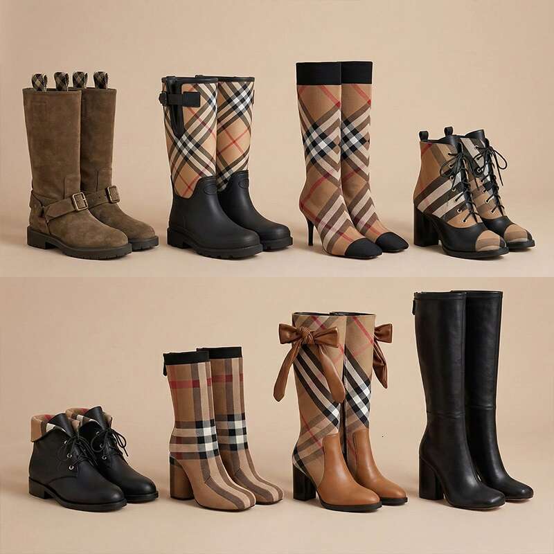 11 Classic stripe Designer Martin boot Womens Knitted sock ankle boot bow Lace up black heel rain boots canvas Suede leather luxury casual slingback