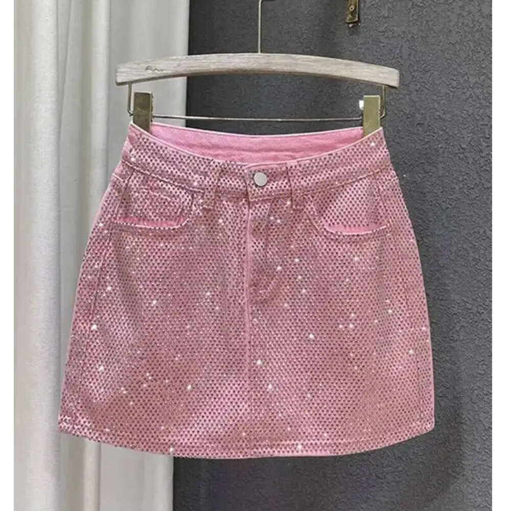 Personality Hot Splice Denim Skirt Women's High Waist Solid Color Slim Wrap Hip Skirts Female 2026 Summer C260126-image-1093223927