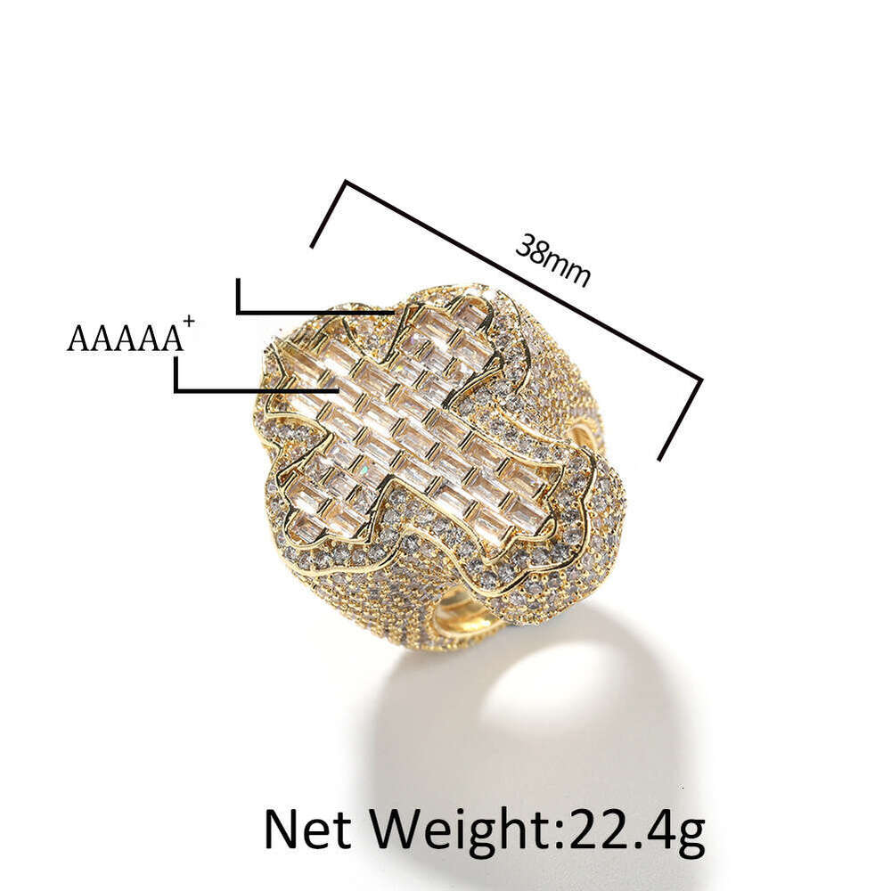 Trendy Hip-Hop Retro Ring with Micro-Paved Moissanite diamond ring, Personalized Cross Men's Ring