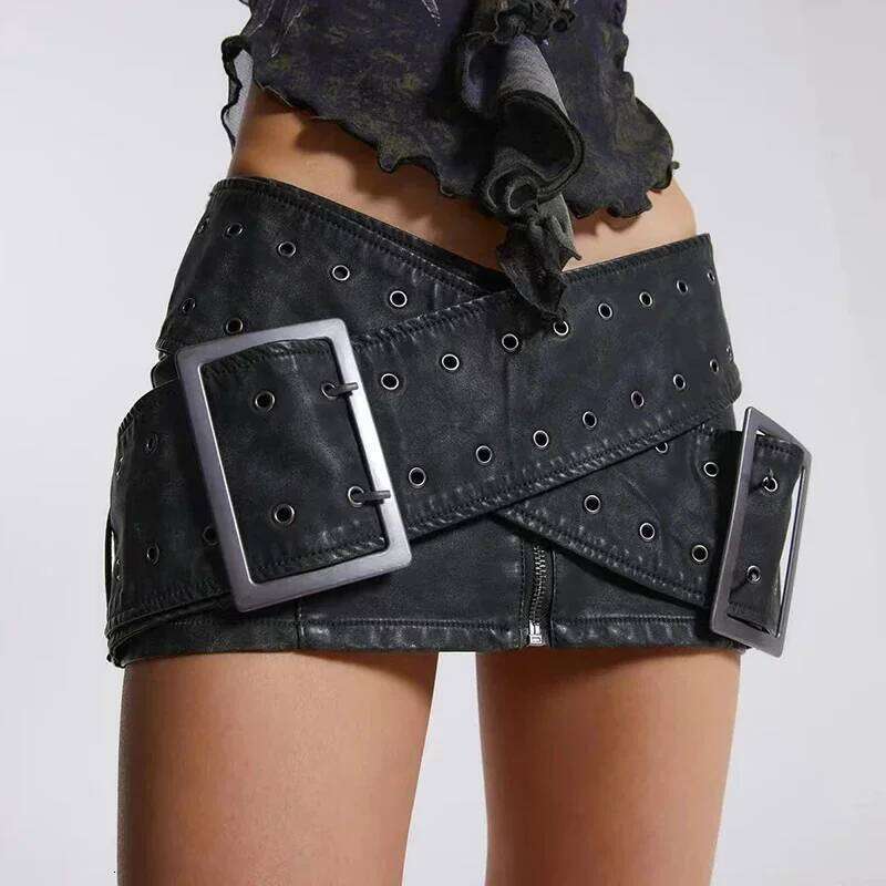 Spring American Grunge Hotsweet Style Solid Color Zipper Skirts Women's Retro Casual High Waist Slim Fit Female Mini Skirt C260205-image-1094351719