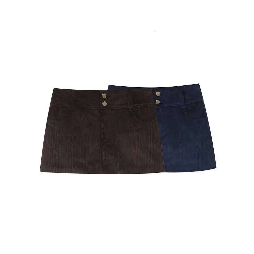 TFMLN Women Vintage Short Skirts Simple Slim Fit Mini With Pockets Spring Autumn Fashion Casual Zipper Skirt Ladies C260126-image-1093223826