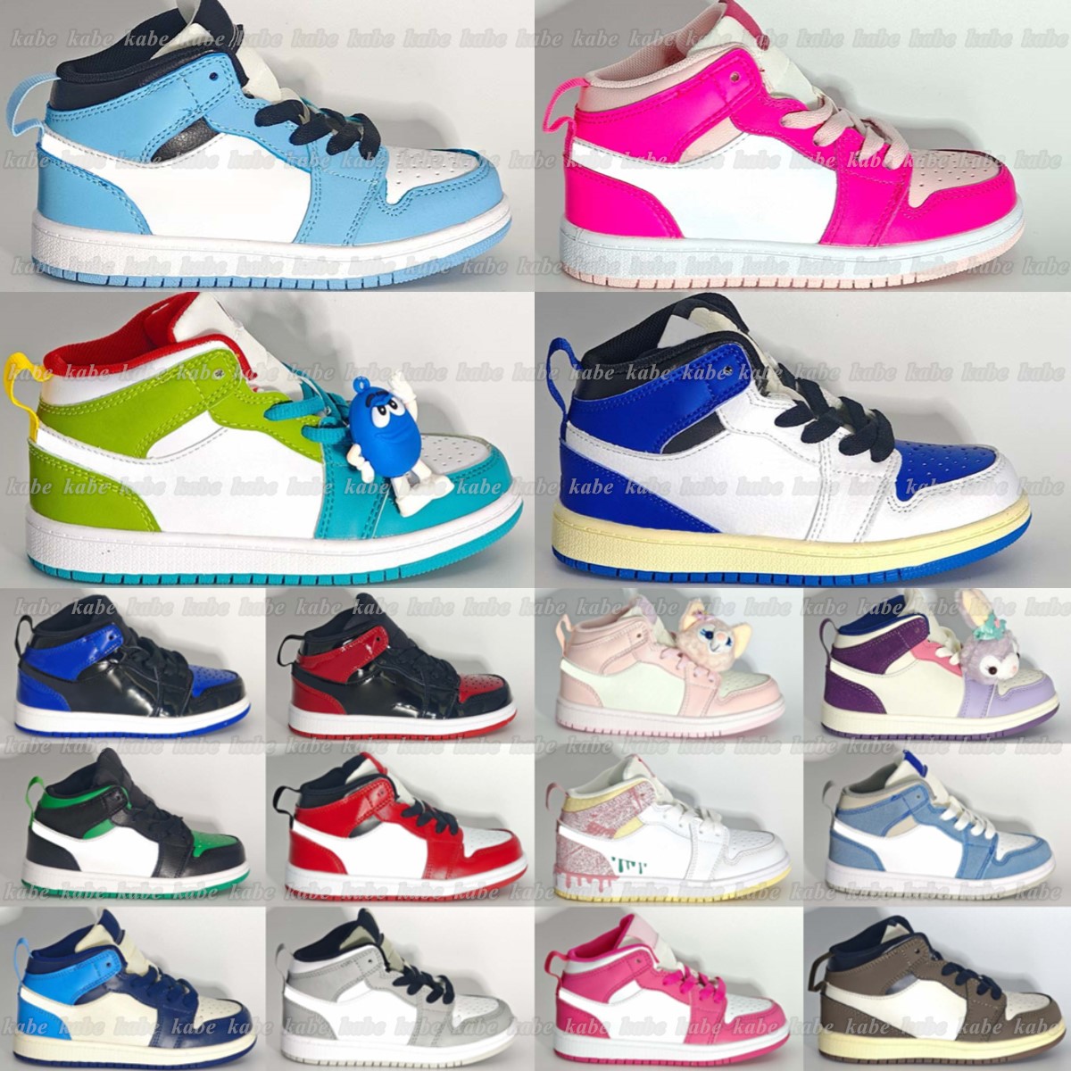 Kids Shoes 1s Toddler Sneakers Basketball shoe Boys Girls trainers children Black white yellow pink navy red grey trainers-image-916858915