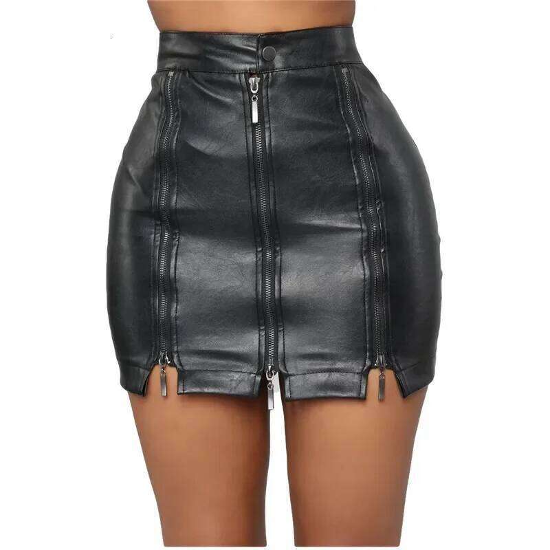 Fashion Bodycon Black Faux Skirt Saia De Couro Feminina 5XL High Waist Zip PU Leather Mini Pencil Skirts Saias Femininas C260126-image-1093224312