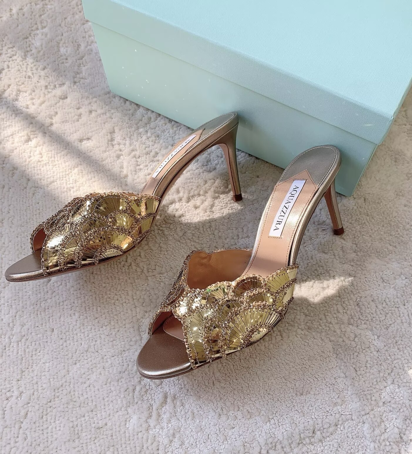 Designer de luxe Femmes Ce Soir Mule 75 Paillettes Cristaux Ornés Sandales En Cuir Chaussures Peep-toe Talons Hauts Lady Party Robe De Mariée San