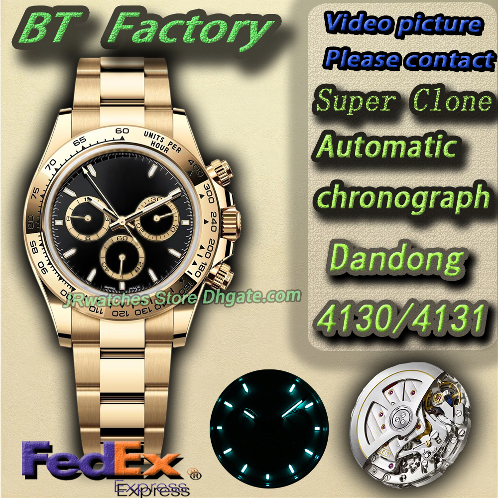 Luxury Men's Time Designer Sports Watches BT Super Clone 1 to 1 Quality Cal.4130 4131 Automatic Chronograph Movement 904L Stainless Steel Sapph