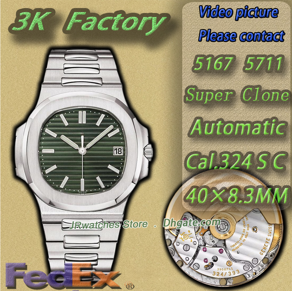 5711 5167 Designer Luxury Men's Sporty Elegant 1 to 1 Watch 3K Factory Super Clone Cal.324 SC Automatic Mechanical 8.3MM 316L Stainless Steel L