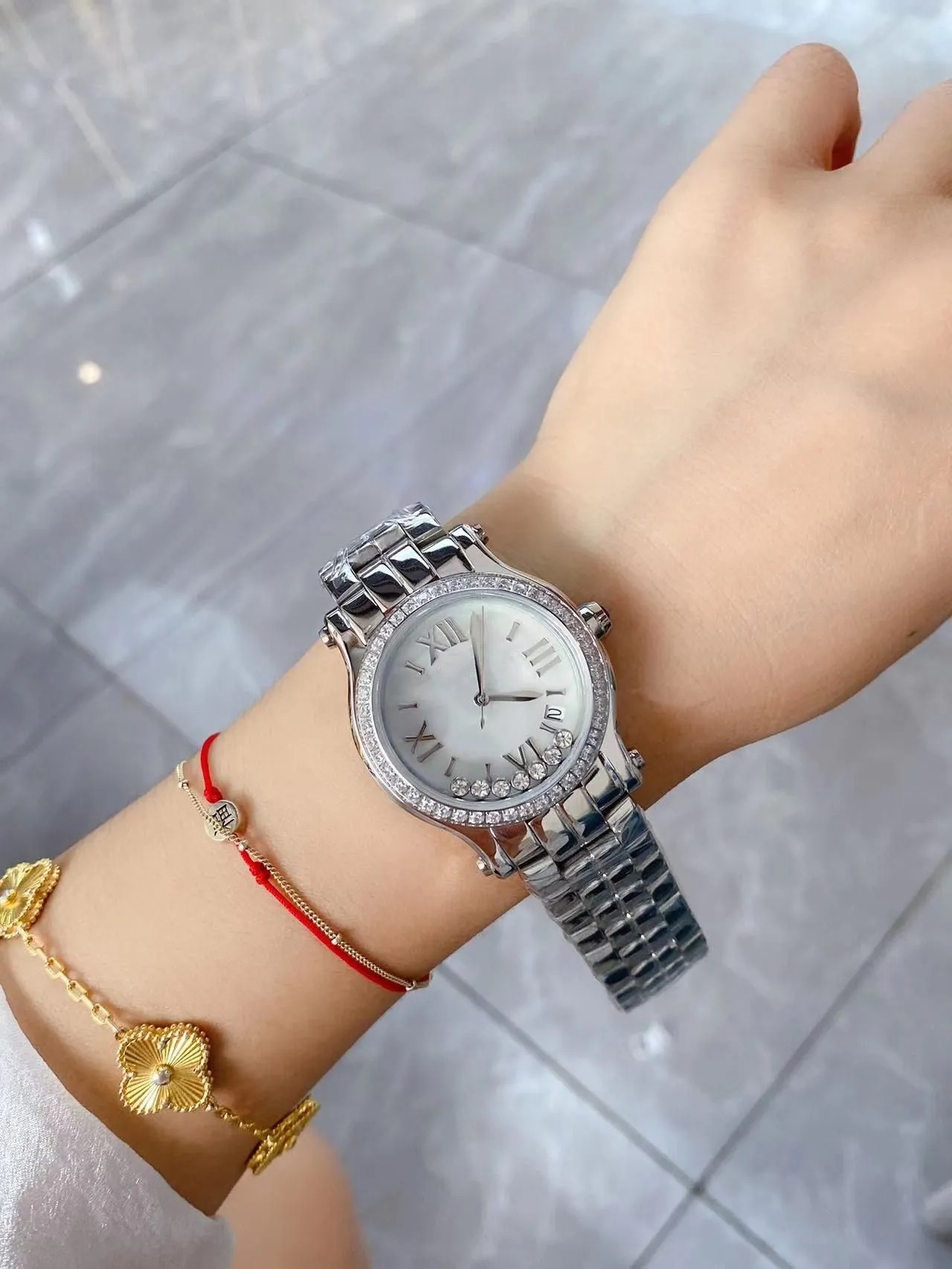 U1 Top-grade AAA Women's Watchess Happy Luminous Diamonds Bezel Winding Mechanical Quartz Movement Calendar Belt Sapphire 36mm For Ladies Multi
