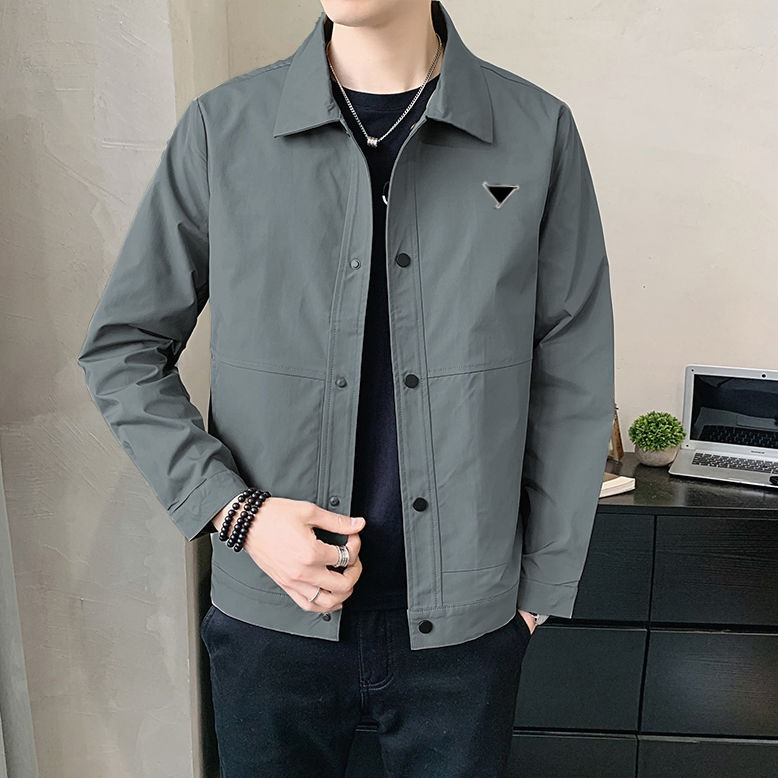 Men's single layer jacket spring and autumn style thin administrative coat new casual loose outerwear shirt collar leicl002