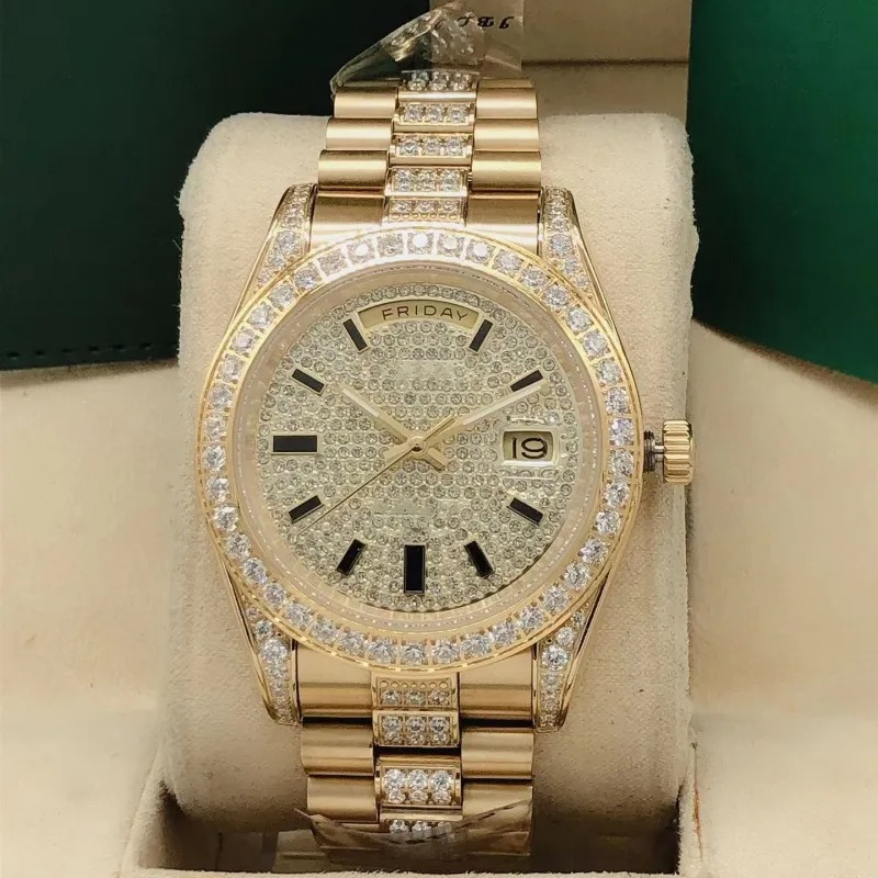 Montre automatique de luxe classique de mode, taille 41 mm, verre saphir, bracelet étanche avec diamant au milieu, cadeau de Noël, livraison grat