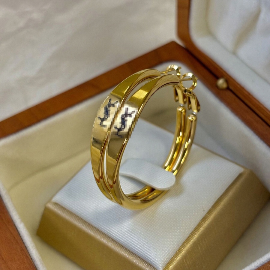 Stainless steel large circle letter earrings designer earrings literary vintage Gold plated Stud 18K titanium Stainless Steel Designer Jewelry#142 O