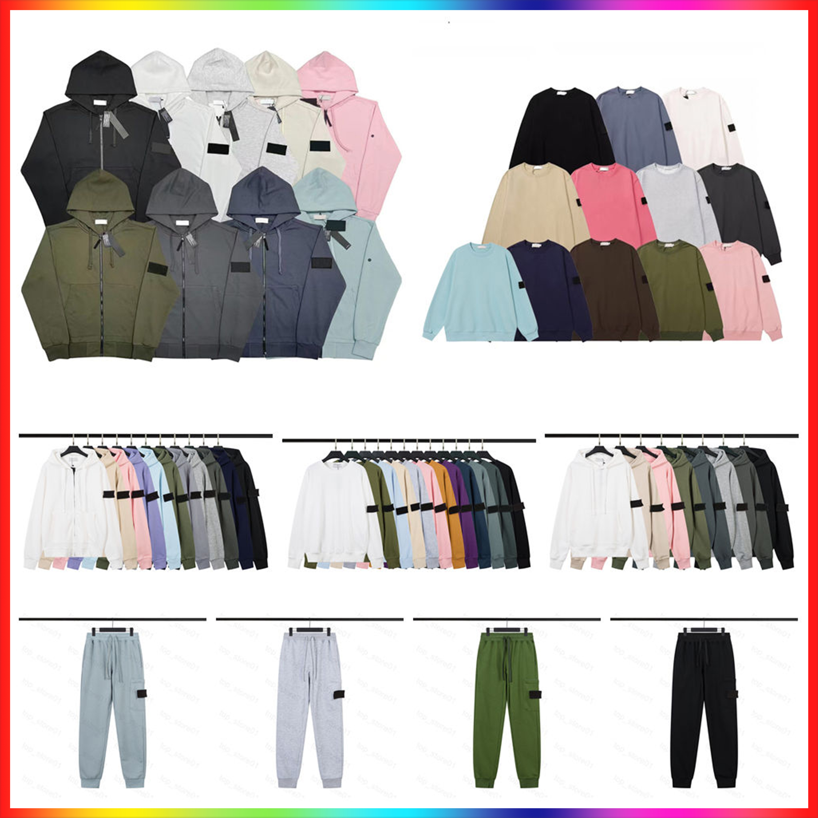 2026 designer t shirt for men stone hoodie sweater embroidery compass stone badge jacket zip classic joggers autumn fashion popular topstoney sweats