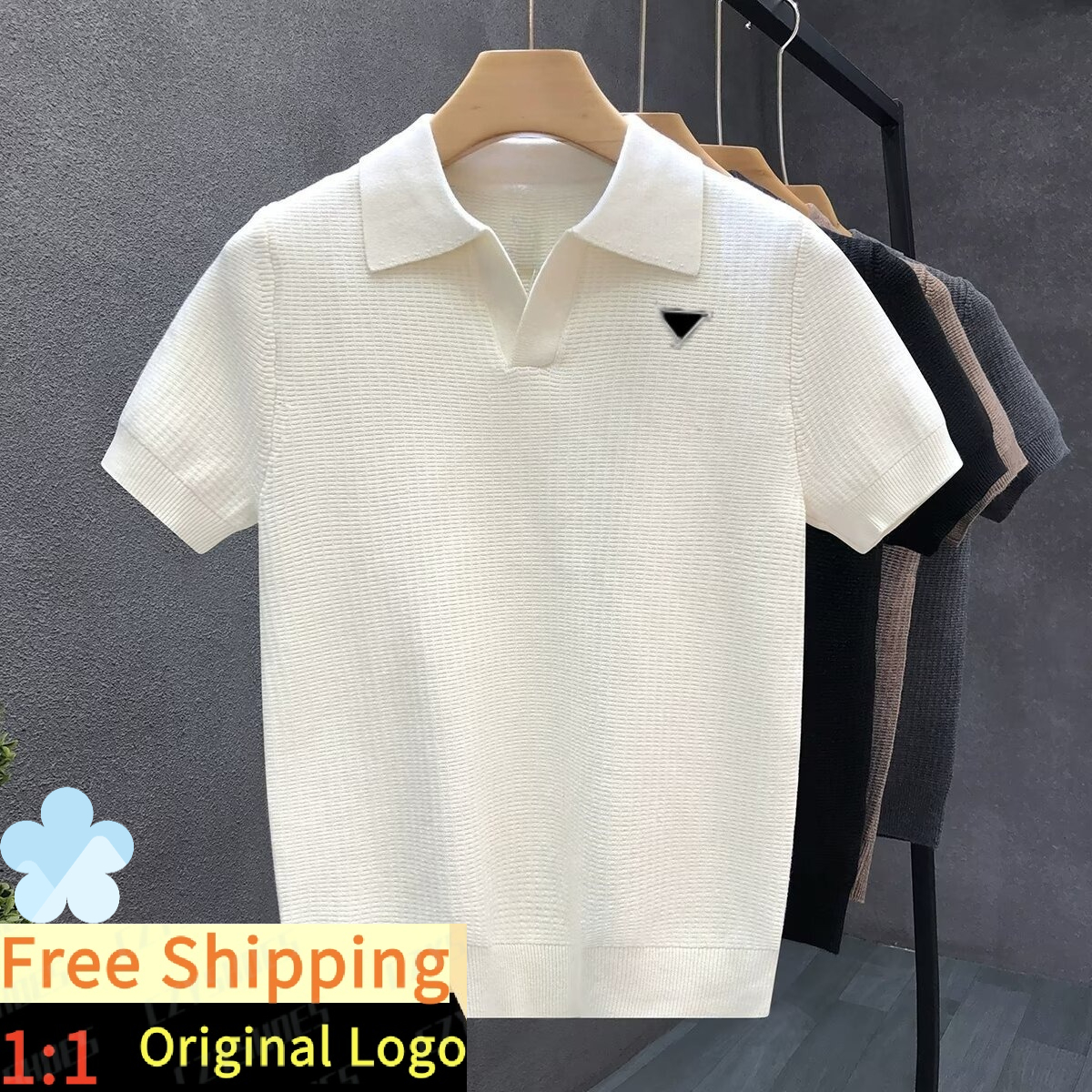 New summer men's knit Lazer scissors collar short-sleeved knit shirt - cool and wrinkle-resistant T-shirt leicl002
