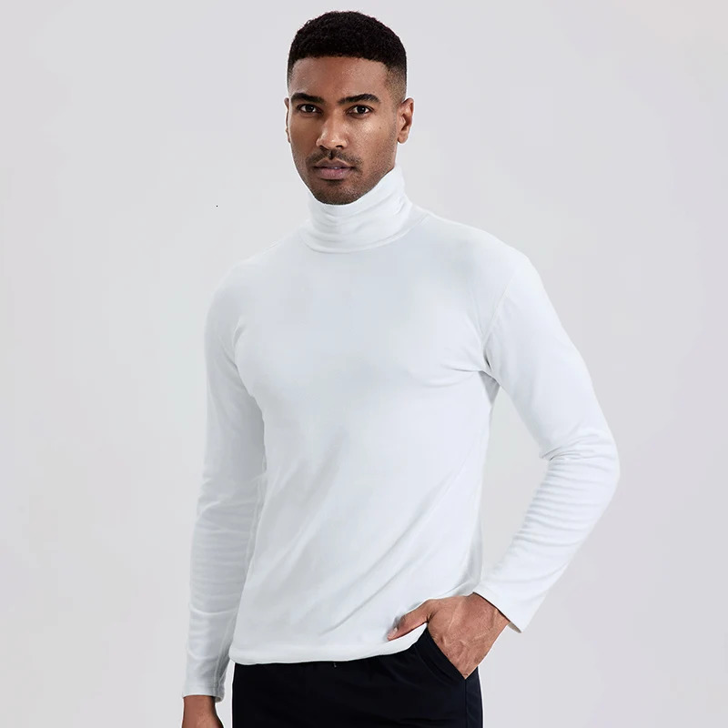 and Mens autumn winter plus size solid color turtleneck bottoming shirt casual Joker fashion young men long slve warm T 260127 L260612