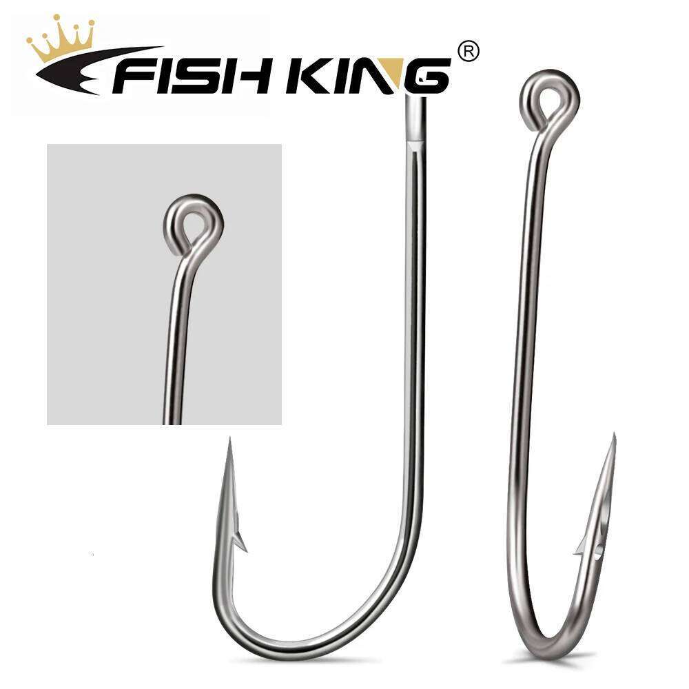 FISH KING 30-100 Pcs High Carbon Steel Barbed Carp Hooks Sharp Fishhook for Sea Fishing Hook Tackle 2330 Z260128-image-1093485339
