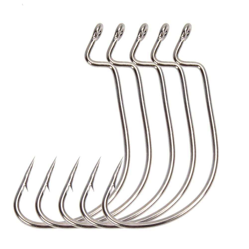 10pcs/lot Black Jig Hook High Carbon Steel Wide Crank Offset Fishhook For Soft Worm Lure Barbed Bass Fishing Accessories Z260128-image-1093484464