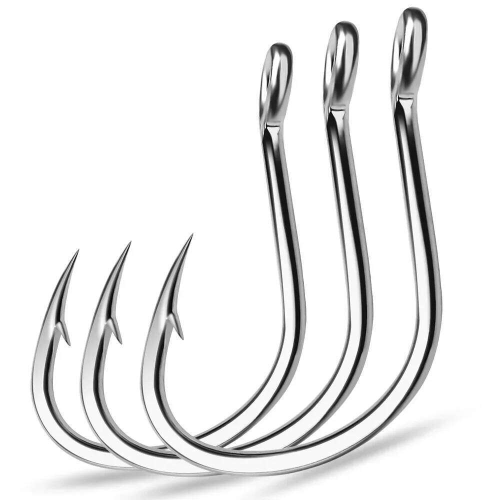 Ring Eye Fishhooks Hook Silver Barbed Circle Fly Fishing Sharp Carbon Steel Tackle Accessories Worm Hooks Z260128-image-1093483043