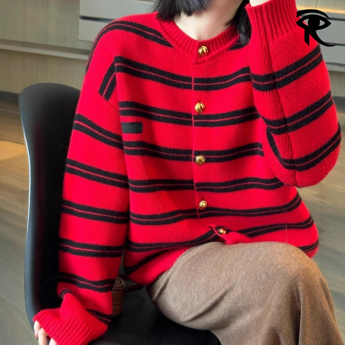 2025 Autumn New Pure Wool Striped Sweater Y2K College Style Striped Contrast Color Round Neck Long Sleeve Coat Original Clothing Designer Tops Facto