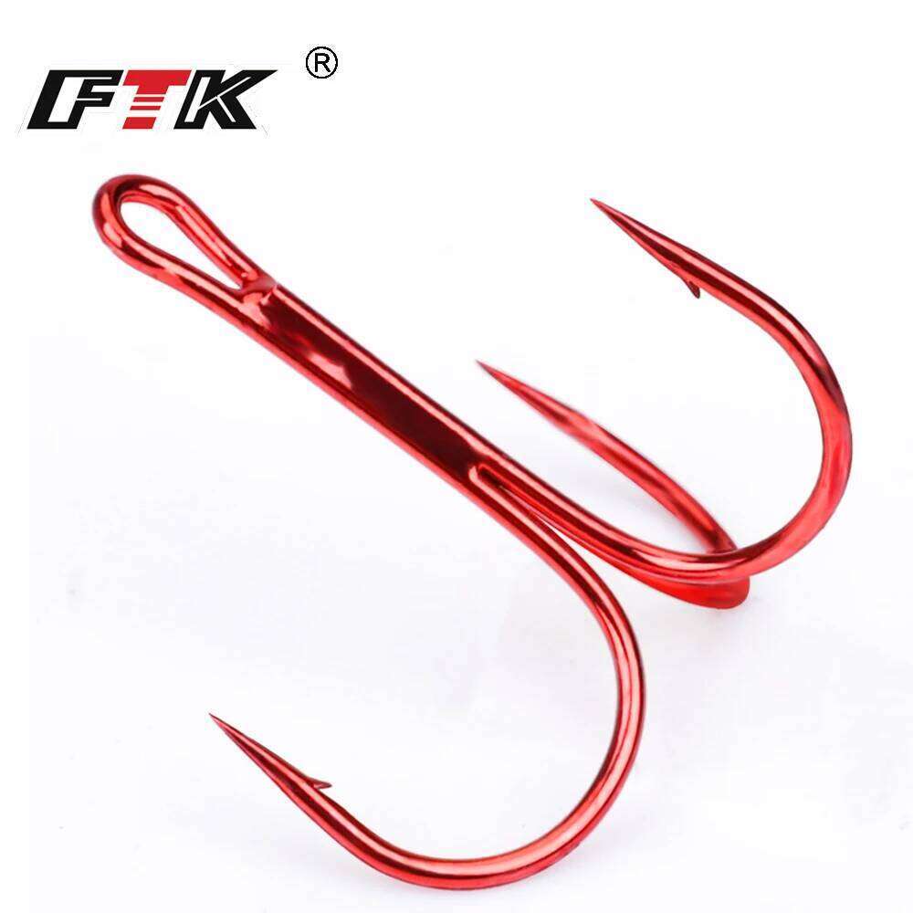 FTK Red Barbed Triple FISHHOOK Overstriking Fishing Tackle High Carbon Steel Treble Hooks Z260128-image-1093484270
