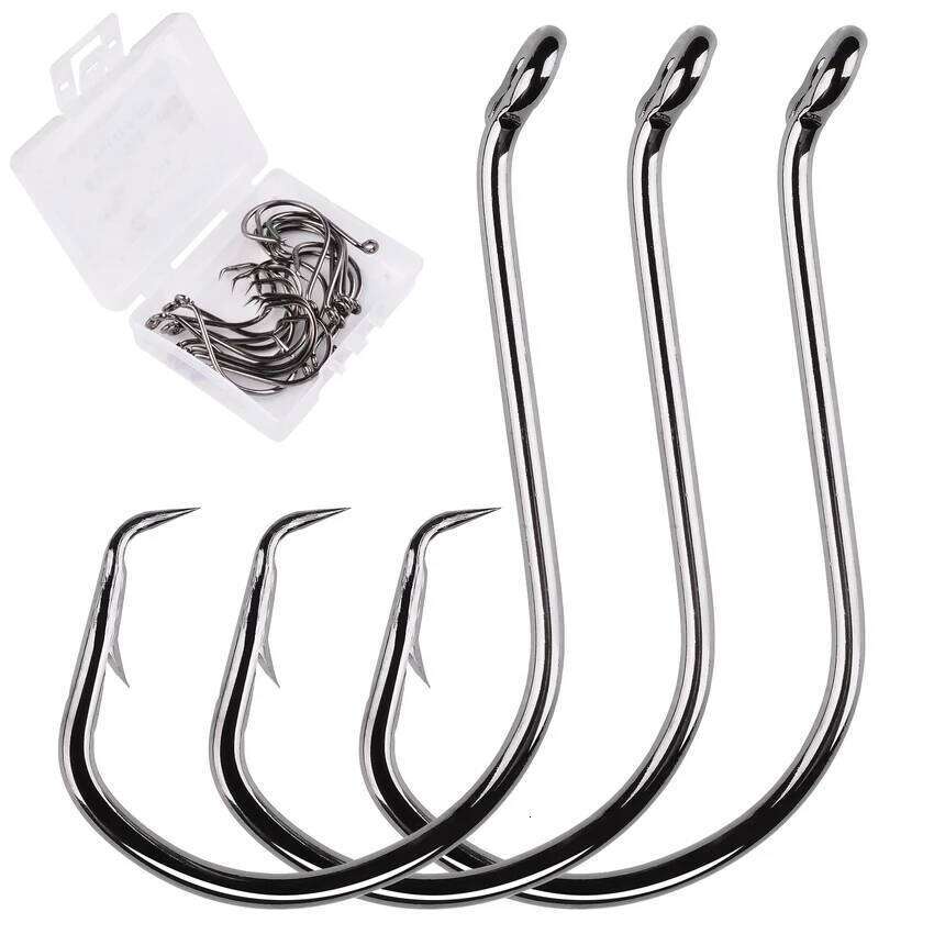 20pcs/box Offset Circle Carp Fishhook Jig Big Barbed Hook High Carbon Steel Fishing Hooks Tackle Z260128-image-1093485130