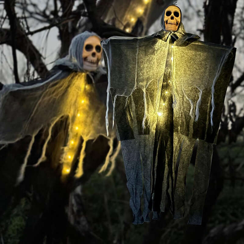 Halloween glowing skull hanging ghost outdoor courtyard ghostly scene atmosphere decoration and display props L260610-image-1081403815