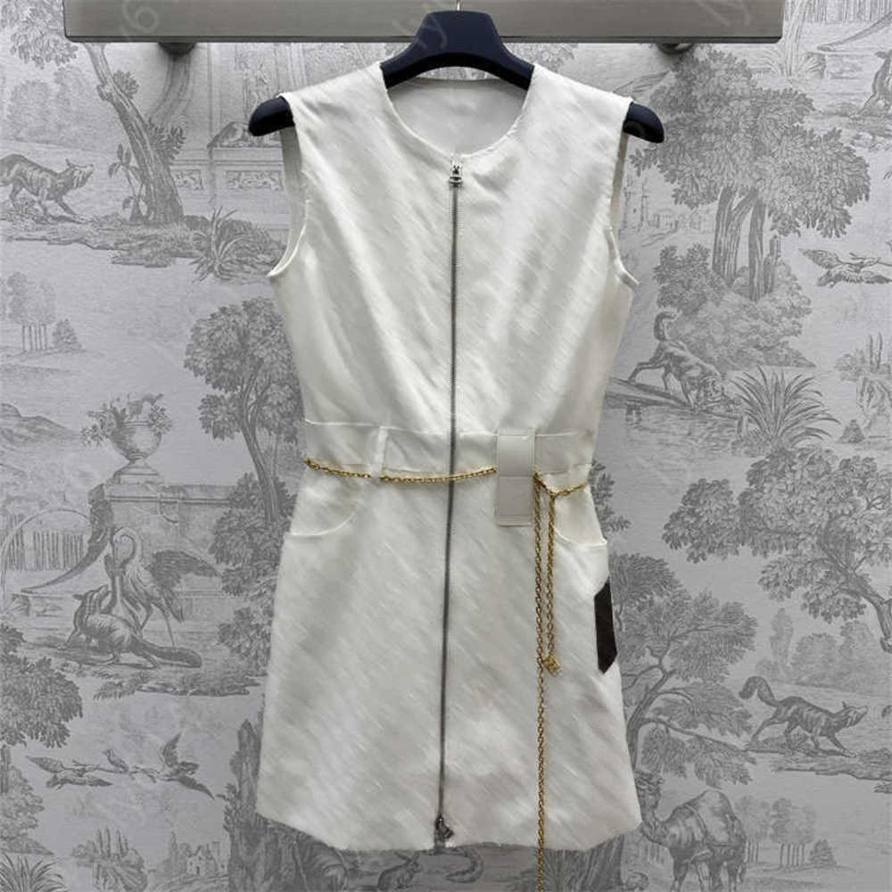 birthday dresses summer dresses for women designer clothing Classic Washed Vintage Light White Jacquard Waist Chain Cotton womens dress
