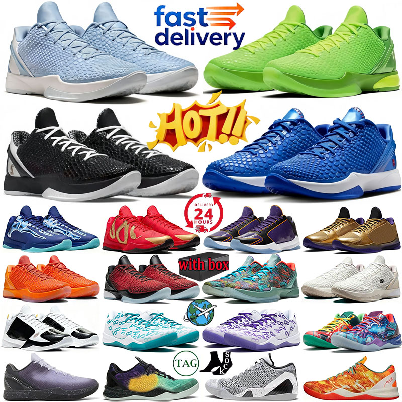 With Box Youth's Black Mamba 9 8 6 5 4 Potro Reverse Grinch Basketball Shoes Outdoor Sports Mambacita Dodgers X-Ray Easter Del Sol for Men Wome