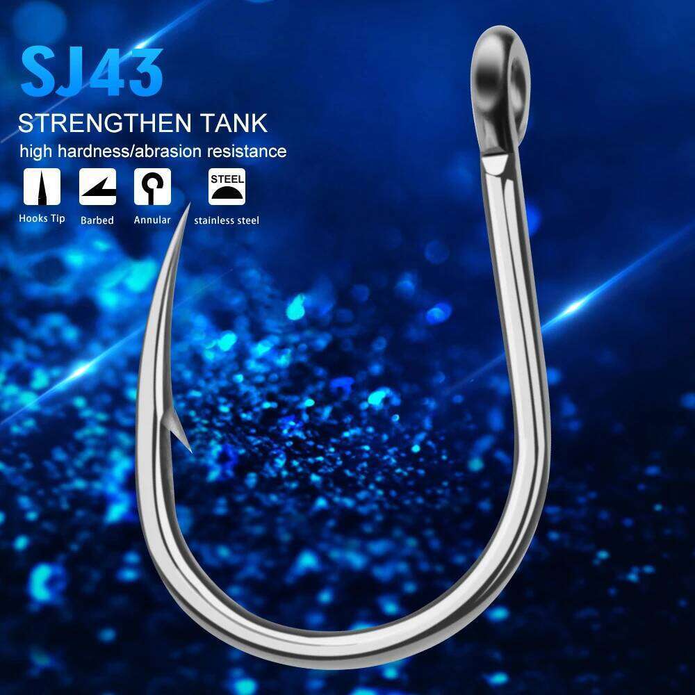 PROBEROS 5/10Pcs Sea Stainless Steel Fishhook Saltwater Fishing Hook 1/0#-13/0# Model Silver JIGGING Hooks SJ43 Z260128-image-1093485916