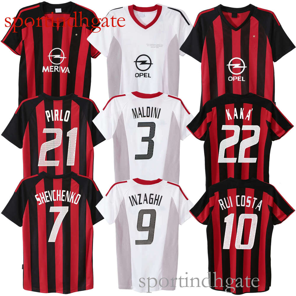 2002 2003 2004 Shevchenko Rui Costa Pirlo Kaka retro soccer jersey 02 Milano Inzaghi Gattuso Seedorf Maldini Cafu Nesta vintage ac classic football