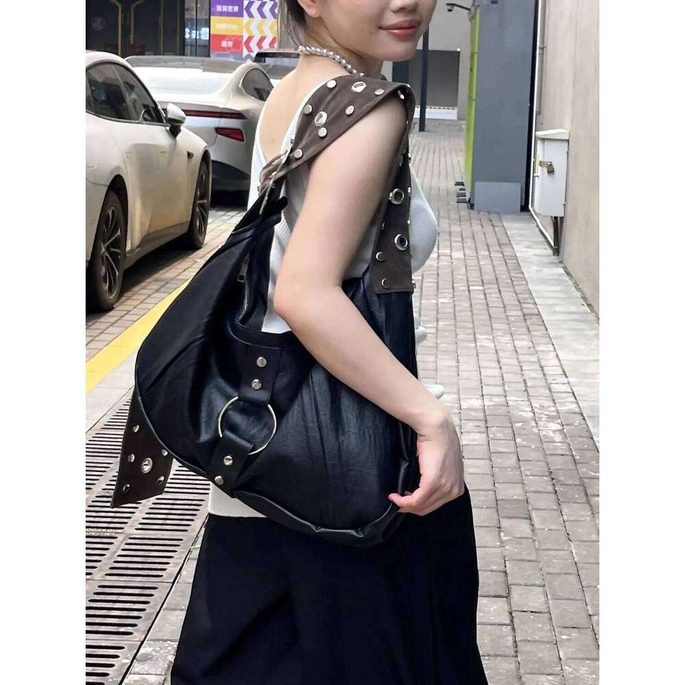 JIAERDI High Street Black Shoulder Purse Women Retro Pu Leather Soft Large Capacity Handbag Ladies Vintage Y2k Bags 2025 H260128