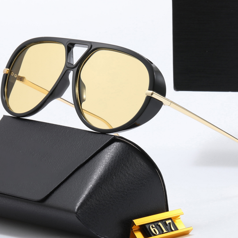 With Box Designer Sunglasses Luxury Eyeglasses Euro American Trend Glasses Amber Black Brown Gold Hip Hop Matching Driving Shading Polarized Casual