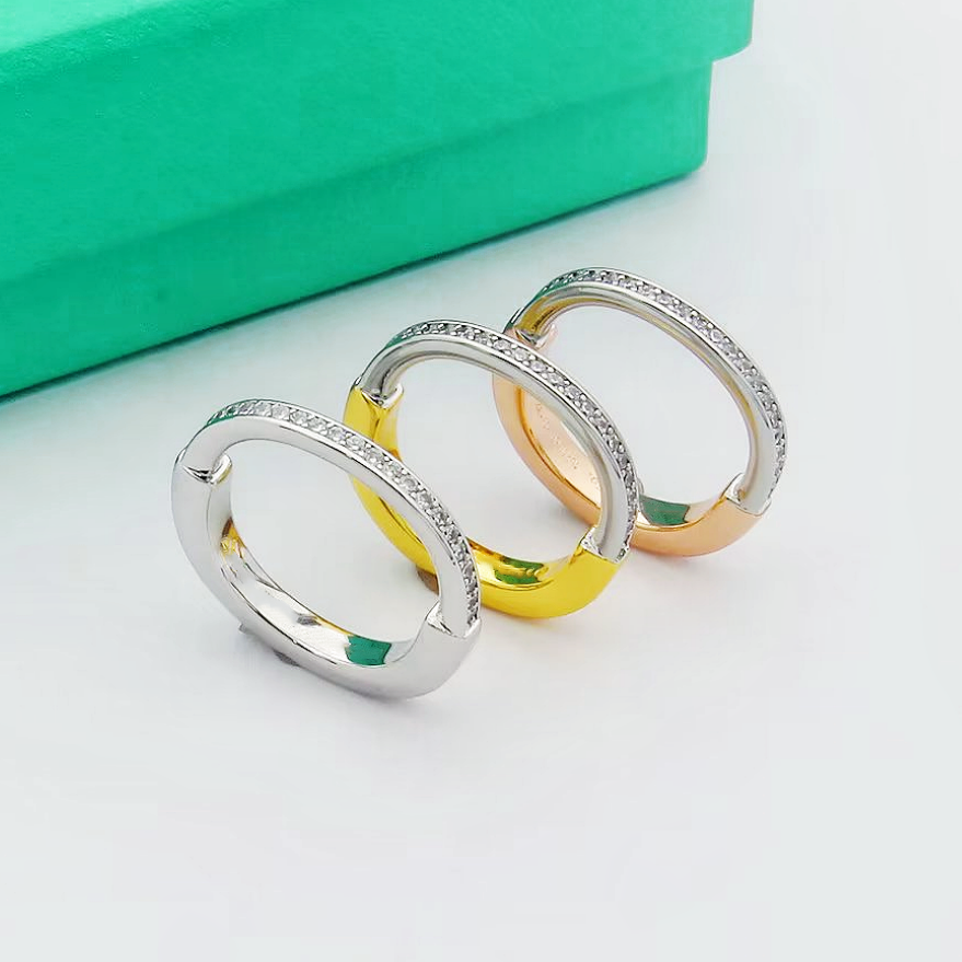 new rings Designer Jewelry U-shaped Diamond Ring For Woman Brand High-Quality High Version Fashion Trend Sense Color-Blocked Fashion Ring couple acc