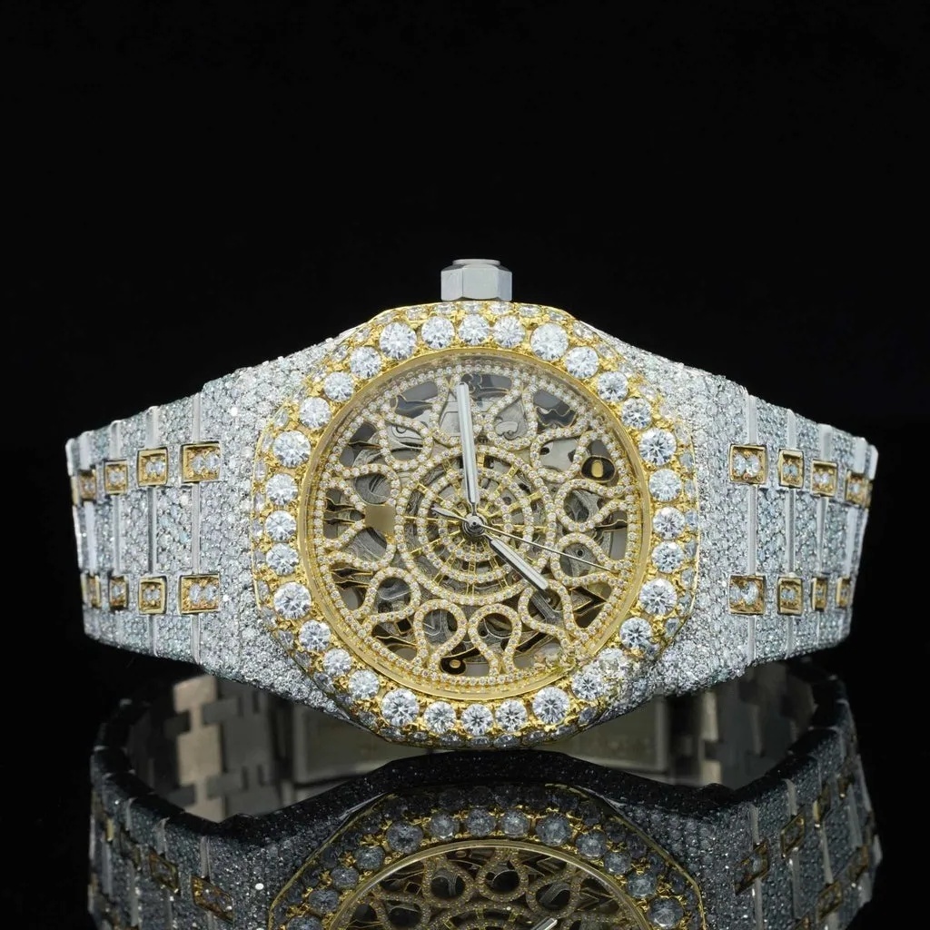 Pass the 100% GRA test for VVS sapphire diamond wristwatches, ice crystal wristwatches, smooth dial design, men's wristwatches, hip-hop rap-image-1105093446