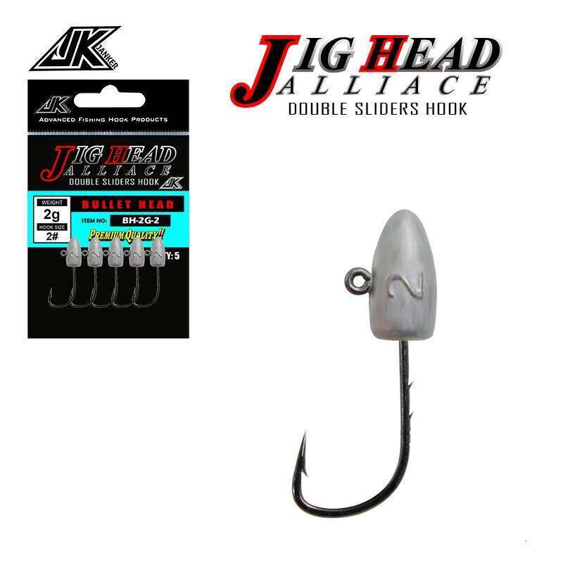 JK BH 5pcs Metal Jig Head Fishhook Set 2X Strong Black Nicke Hooks High Carbon Steel Barbed Single Hook Z260128-image-1093485165