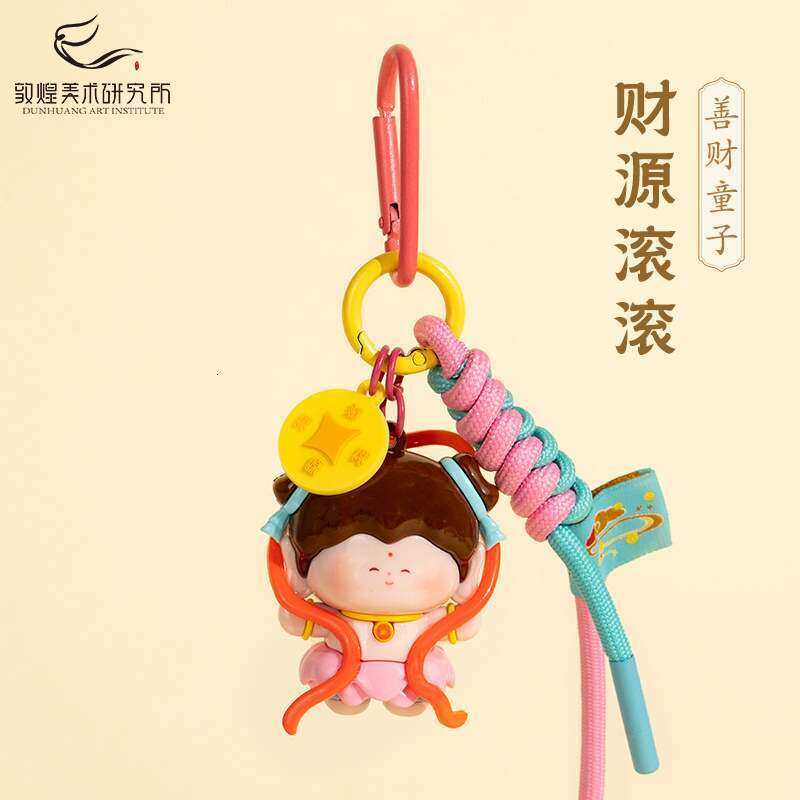 Dunhuang Lotus Buddha Keychain Pendant - Cute Museum Cultural Creative Blessing Figurine Bag - Gift for Friends as Souvenir H260128-image-1086514908