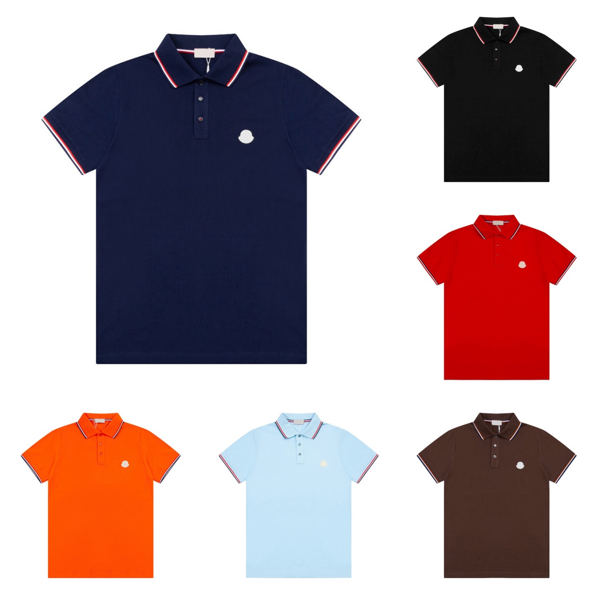 Designer Short-Sleeve Summer Classic Red and Blue Pattern Men's Polo Shirt T-Shirt Collared Short-Sleeve Men's Business Style Sizes M-XXL