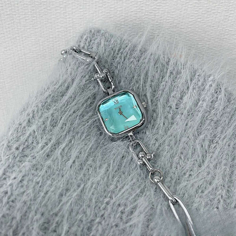 Wristwatches Sugar Cube Bracelet Womens Small Ice Crystal Brand Authentic 2024 New High Value Lightweight Luxury Niche High End Blue H241126 6AAJ