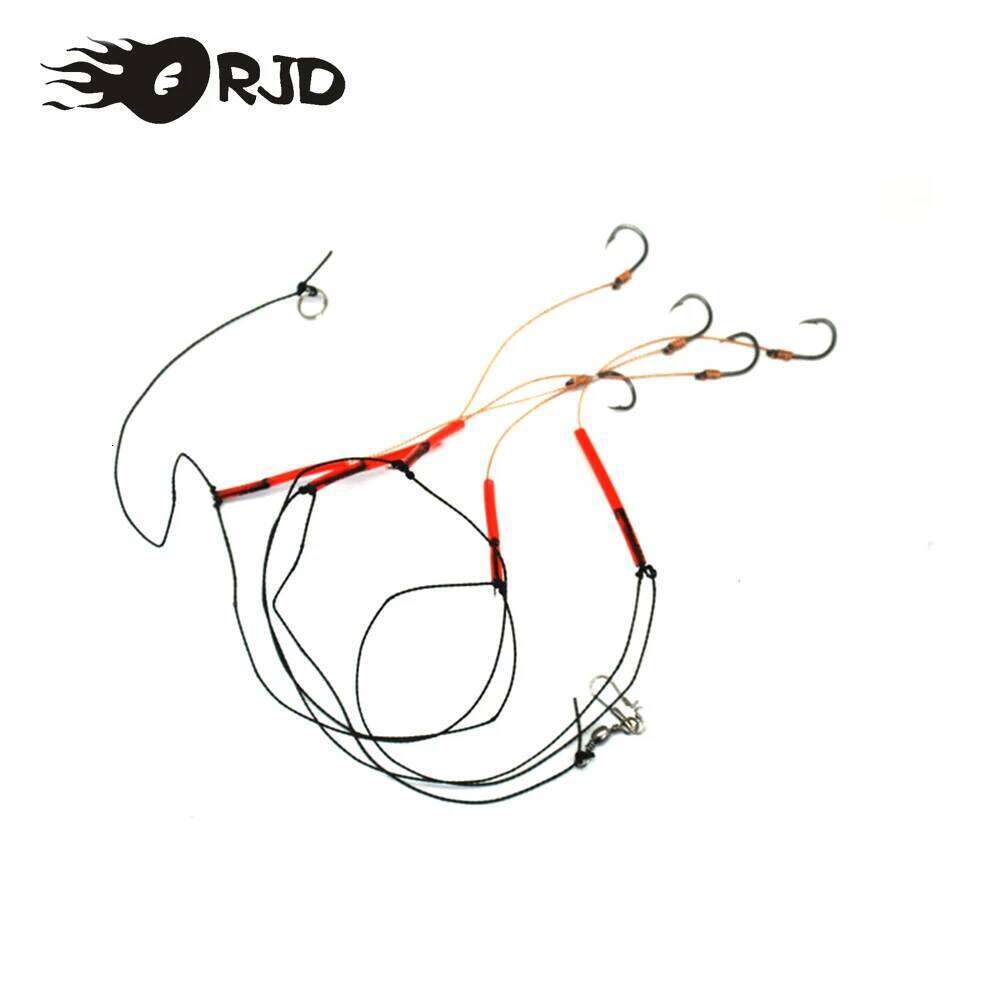 ORJD 1psc 5# -14# Fishhooks Stainless Steel String Fishing Tackle Lures Pesca Baits Single Hook Combination 5 Small Hooks Z260128-image-1093484159