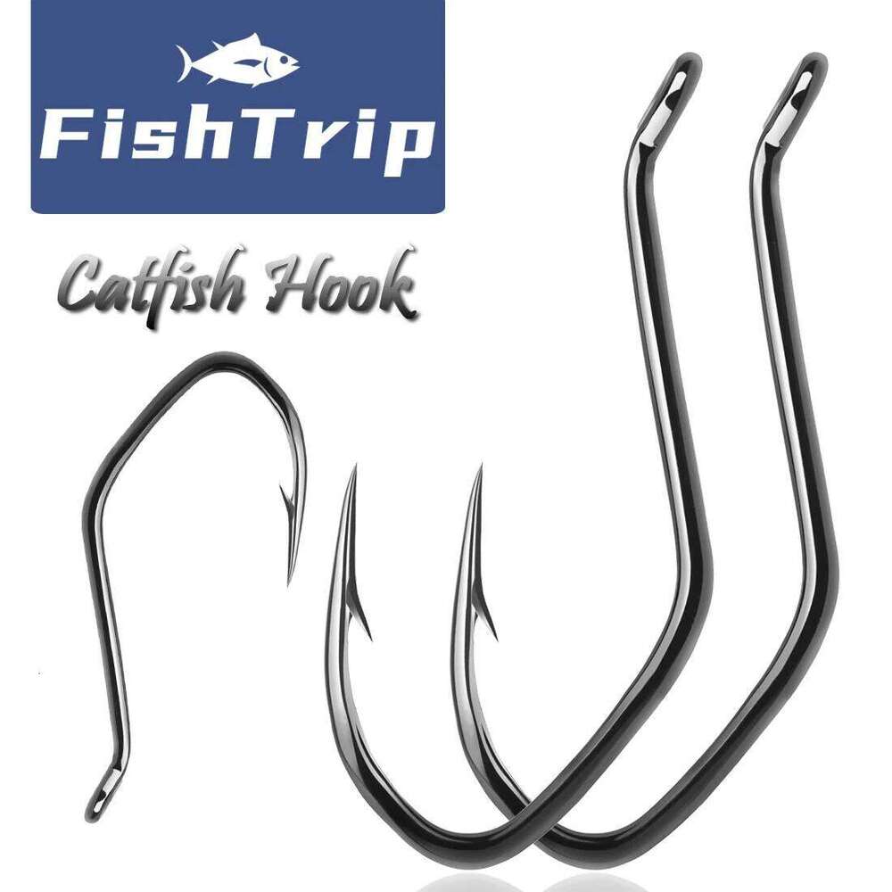 FishTrip Catfish Big River Hooks 25-100pcs Fishing Live Bait Offset Hook Saltwater Freshwater High Carbon Steel Z260128-image-1093483374