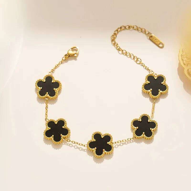 Gold Plated Hot Sale 316L Stainless Steel Plant Five Leaf Flower Bracelet Classic For Woman New Fashion Party Jewelry Clover H260129-image-1093634257