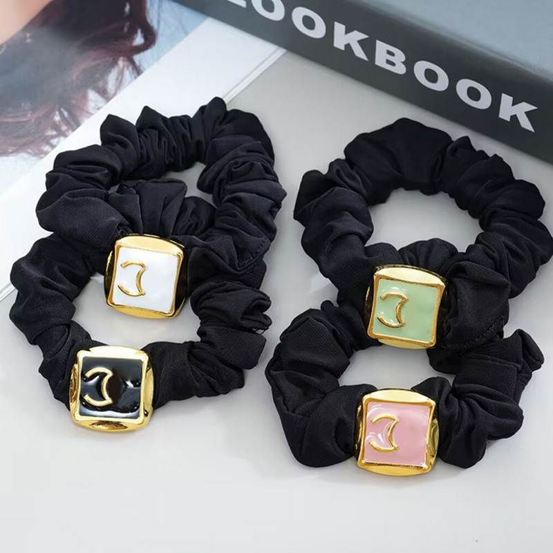 Women Girl Scrunchies 4 Colors Cute Letter Elastic Tie Fashion Hair Accessories-image-1106468937