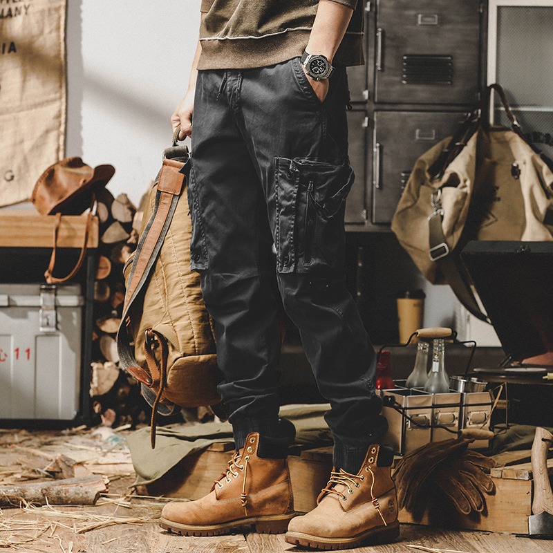 Free Shipping 2026 Men's American Cargo Pants Mountain Tactical Style Straight Leg Trousers Urban Outdoor Techwear for Winter Commuting