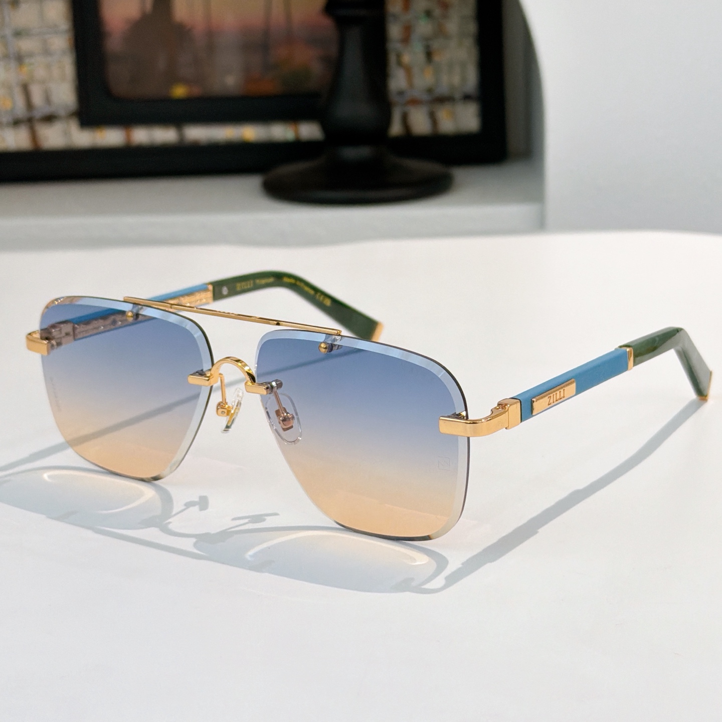 New ZILLI ZI80143 Sunglasses TOP Quality Designer Sunglasses For Men Women Pilot Rimless Eyeglasses Fashion Classic Eyewear With Box Size 62-14-145