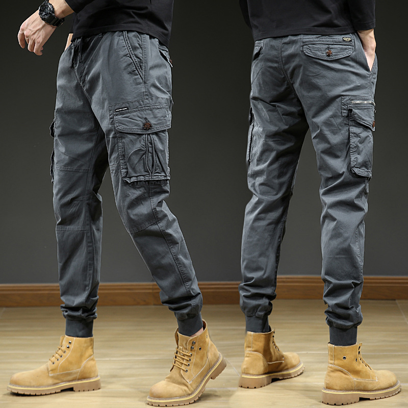 Free Shipping 2026 Vintage Style Cargo Joggers for Men Stretch Tapered Utility Pants Trendy Versatile Casual Wear
