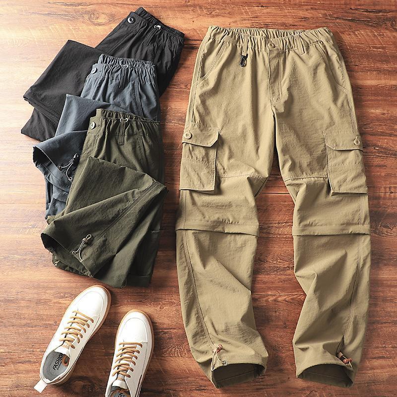 2026 Men's Retro Outdoor Cargo Quick Dry Techwear Wide Leg Trousers Versatile Loose Fit Casual Pants