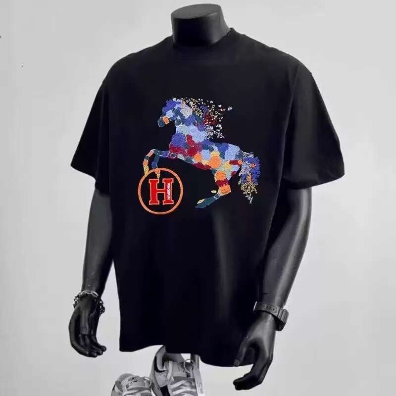 Mens Tshirts And Shorts Sets Casual Round Neck Print Short Sleeve Top For Men Daily Streetwear Black Blue Horse Graphic